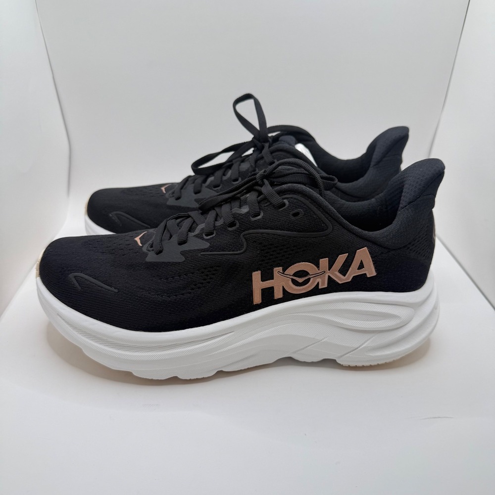 Hoka Clifton 10 Womens 8.5 Running Shoes Black Rose Gold 1162031 BRGL